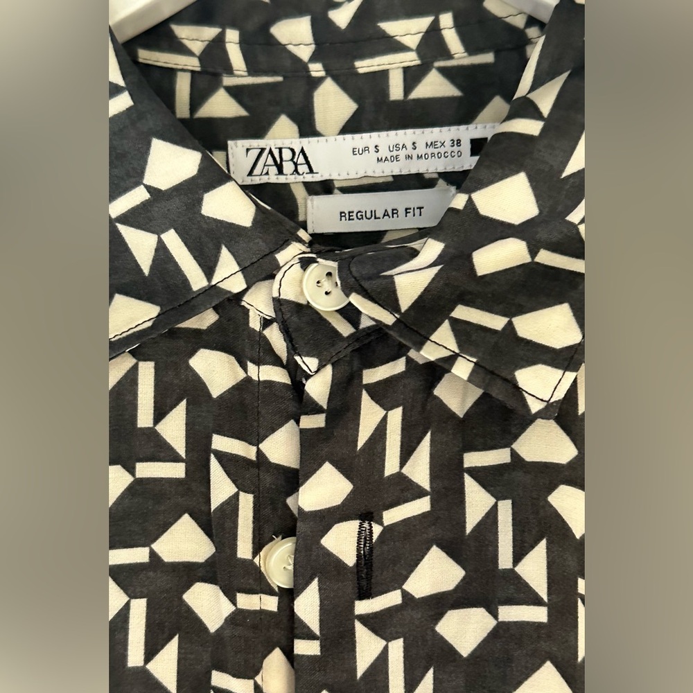 Zara Monochrome Patterned Button Down Shirt - image 2